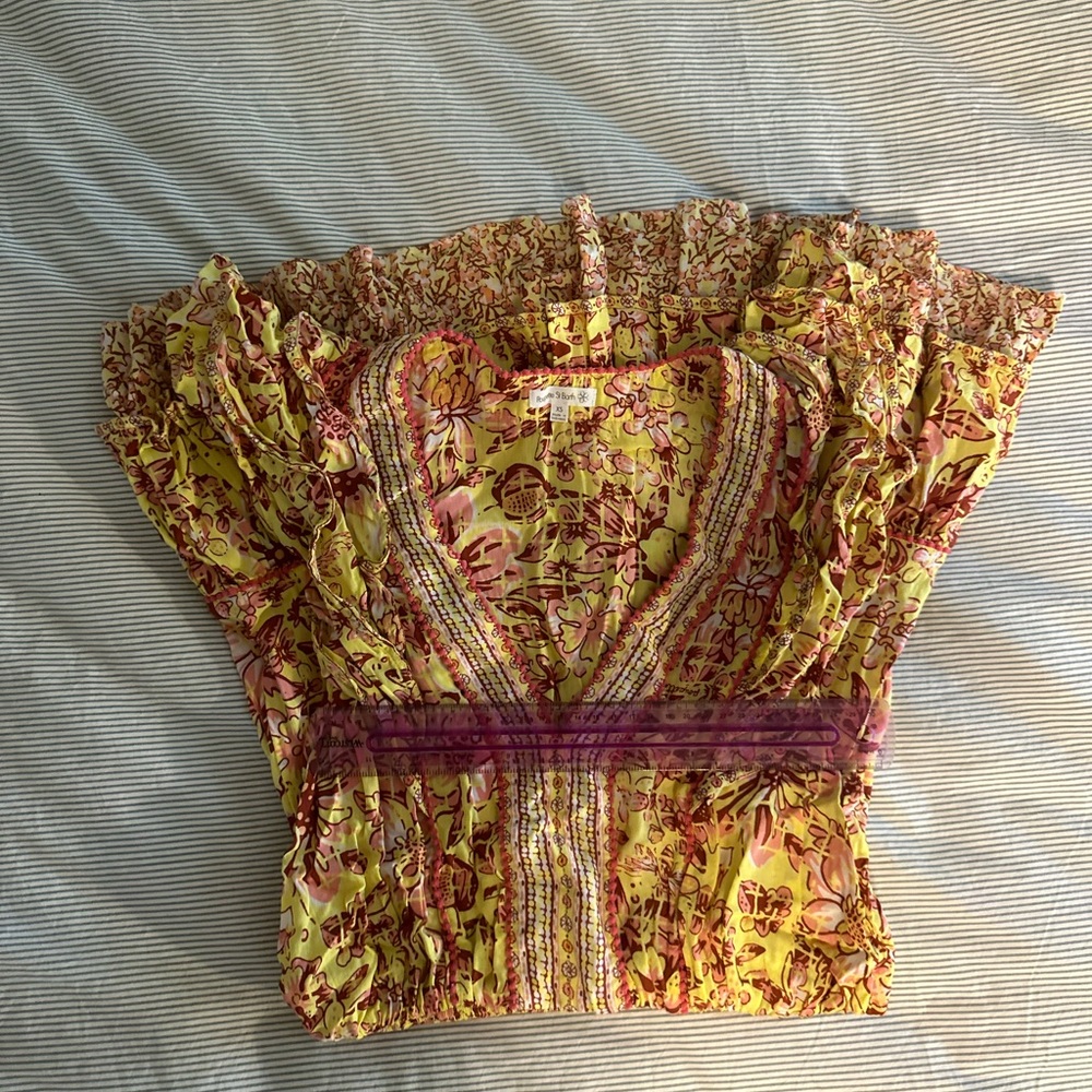 Poupette St. Barth Yellow and Pink Floral Mini Dress - Picture 4 of 5